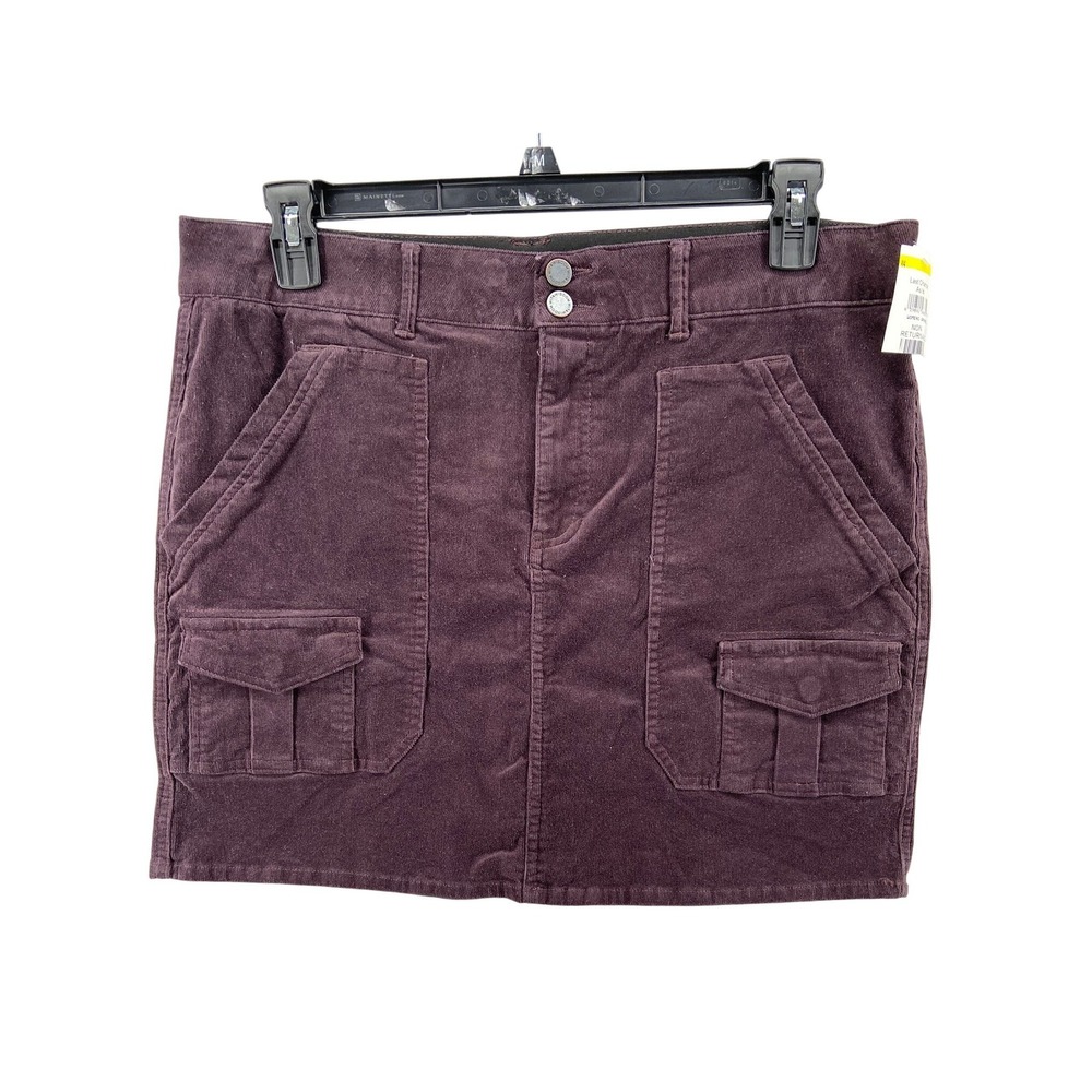 Wit & Wisdom Skirt Women Sz 14 Burgundy Mini Corduroy Cargo Pockets